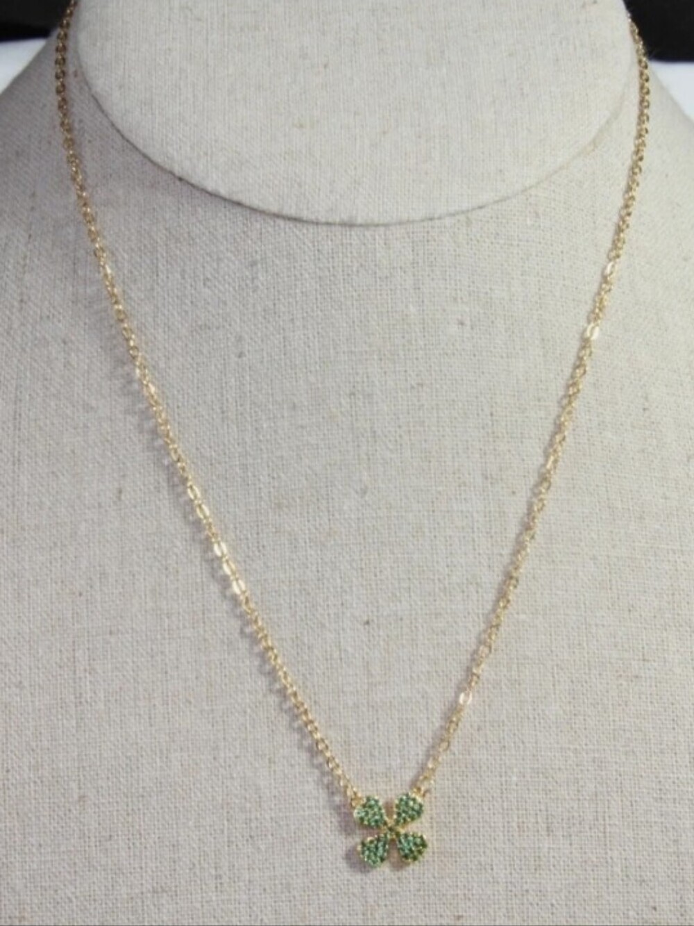 NWT Plunder Gold-Tone Necklace with Green Clover Pendant